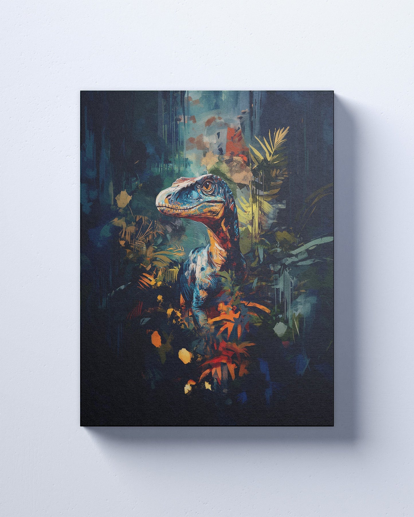 Jurassic Era Dinosaur Raptor Canvas Wall Art Print.