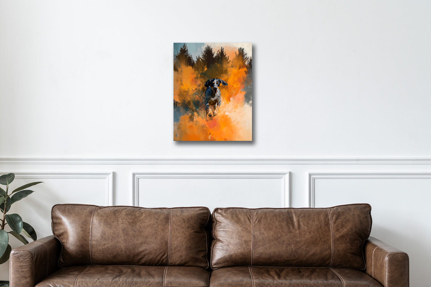 Volunteer Hound dog Canvas or Poster Wall Art. Orange and white. Volunteers 1
