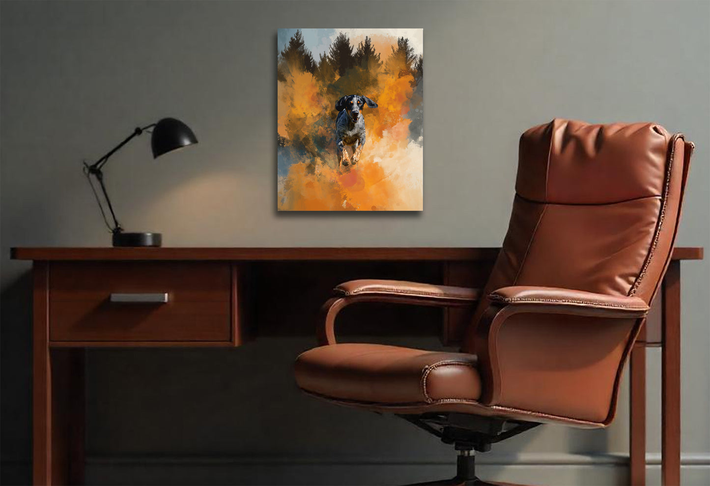 Volunteer Hound dog Canvas or Poster Wall Art. Orange and white. Volunteers 1