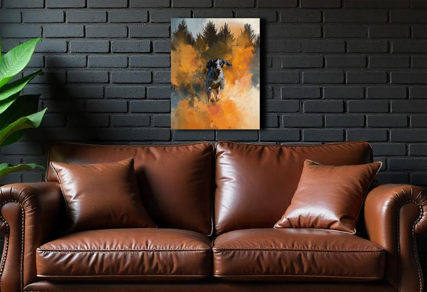 Volunteer Hound dog Canvas or Poster Wall Art. Orange and white. Volunteers 1