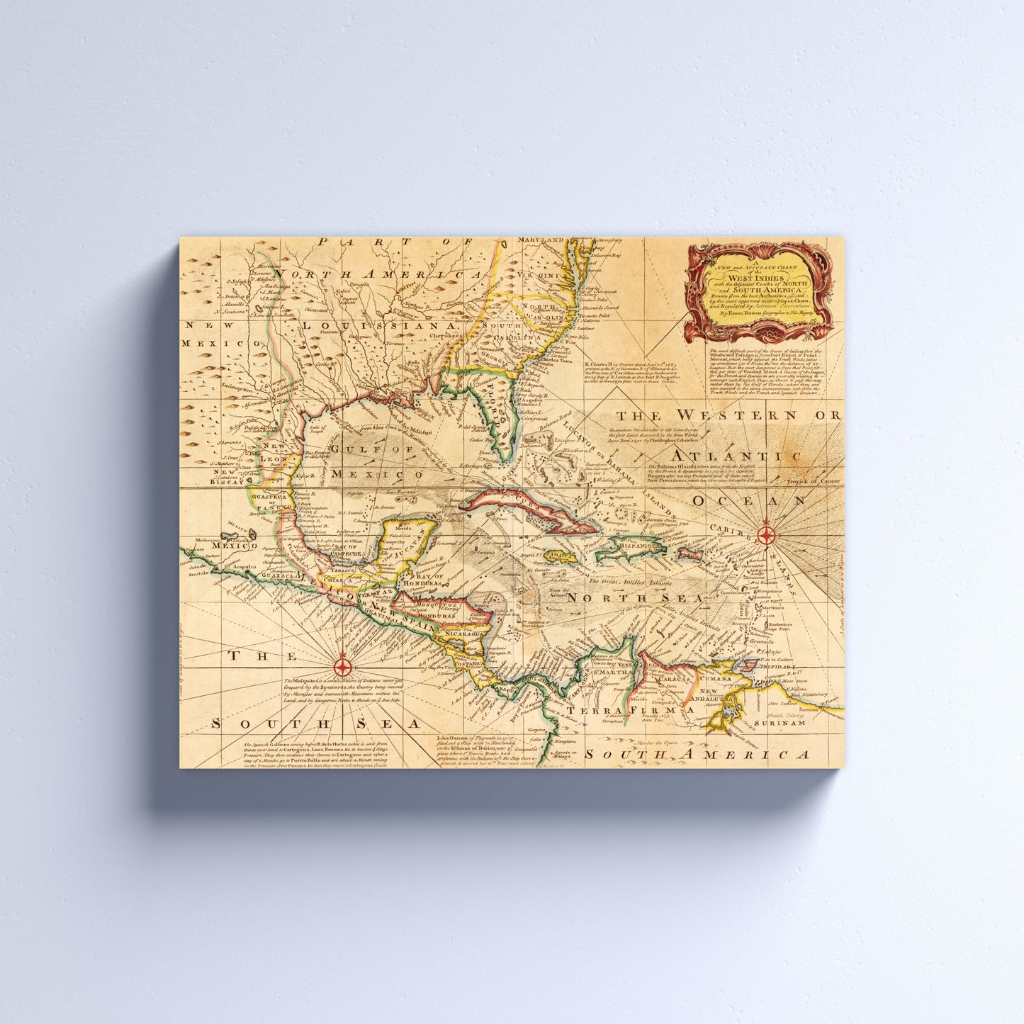 Map of The West Indies in 1720 Canvas or Poster print.