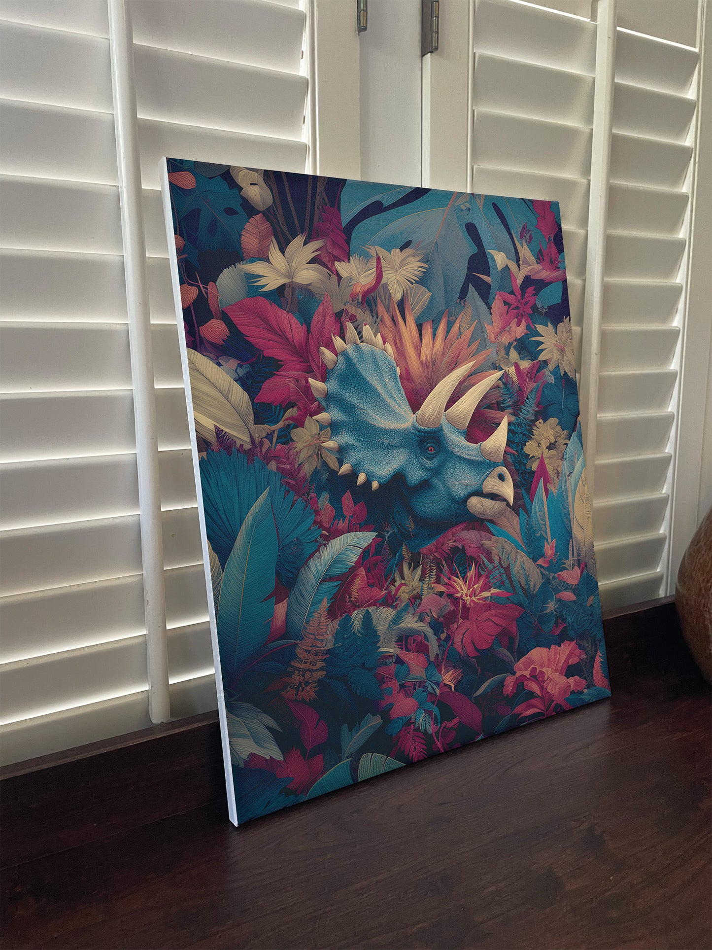 Jurassic Era Dinosaur Triceratops Canvas Wall Art Print.
