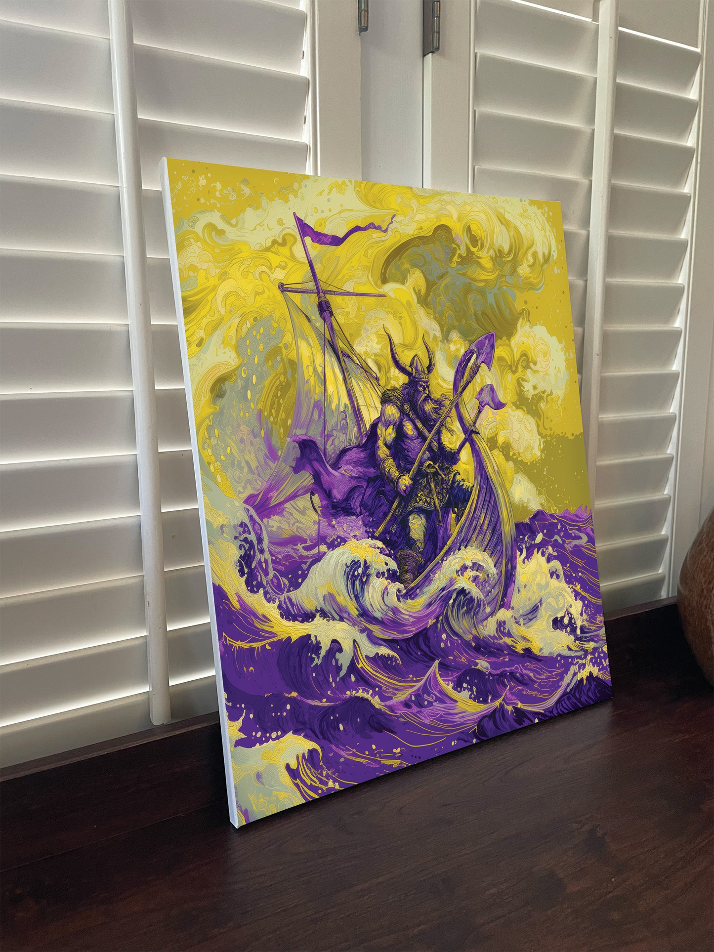 Minnesota Vikings inspired Canvas or Poster print. Purple and Yellow abstract art. Vikings 1