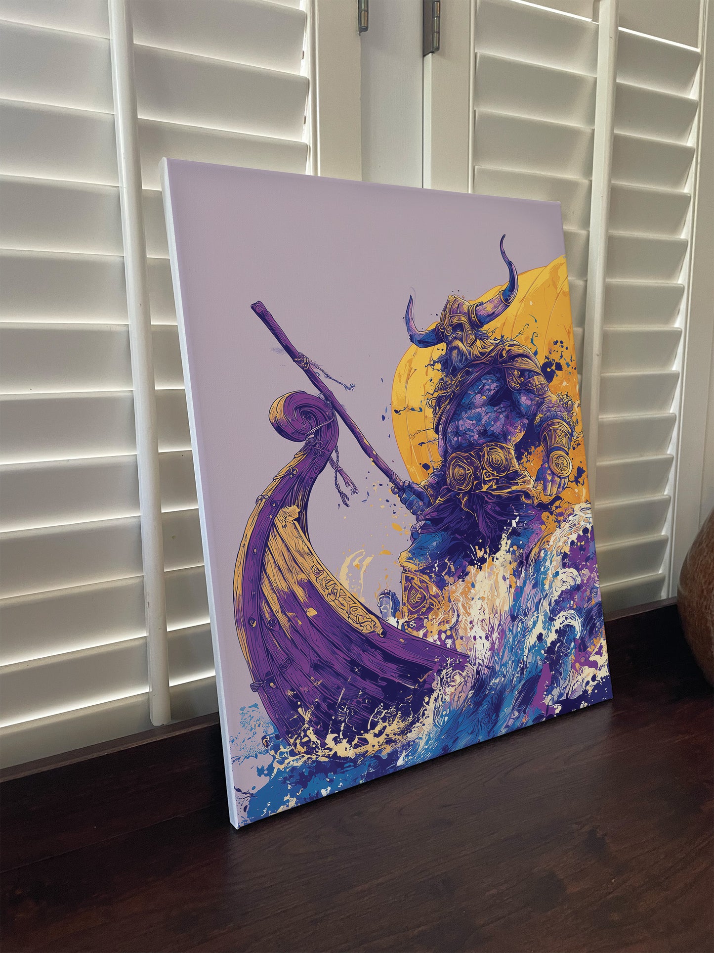 Minnesota Vikings inspired Canvas or Poster print. Purple and Yellow abstract art. Vikings 2