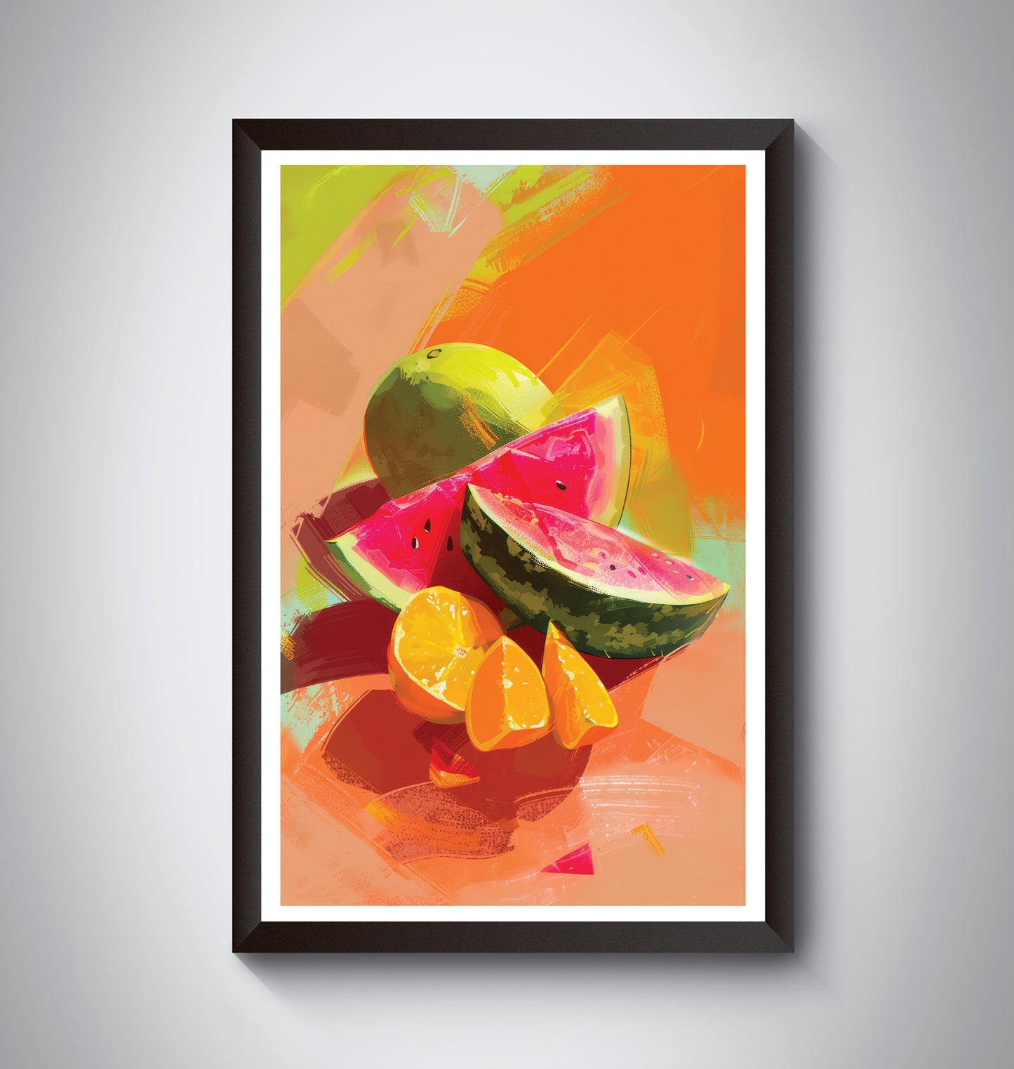 Colorful Watermelon Citrus wall art perfect to brighten up a room or counter top. Picnic Watermelon Orange.