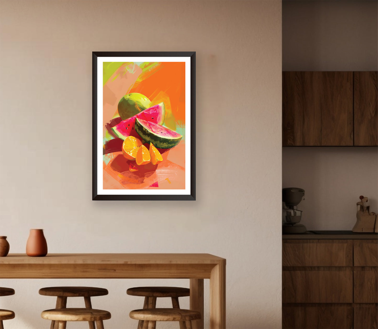 Colorful Watermelon Citrus wall art perfect to brighten up a room or counter top. Picnic Watermelon Orange.