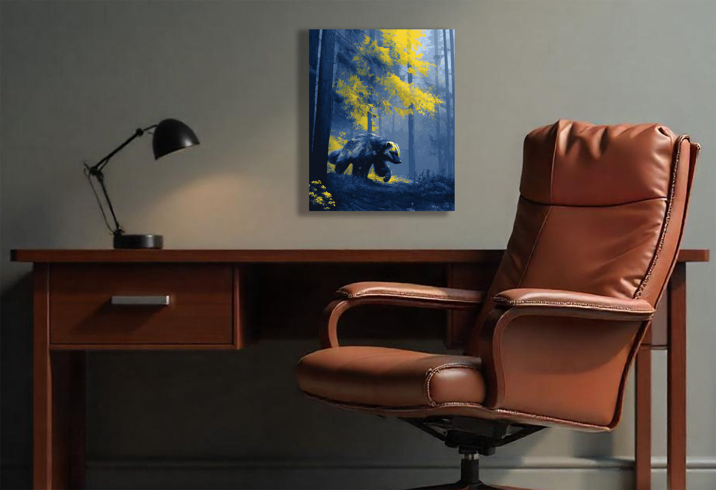 University of Michigan Wolverines Inspired Canvas or Poster Wall Art. Blue and Yellow. Wolverines 1