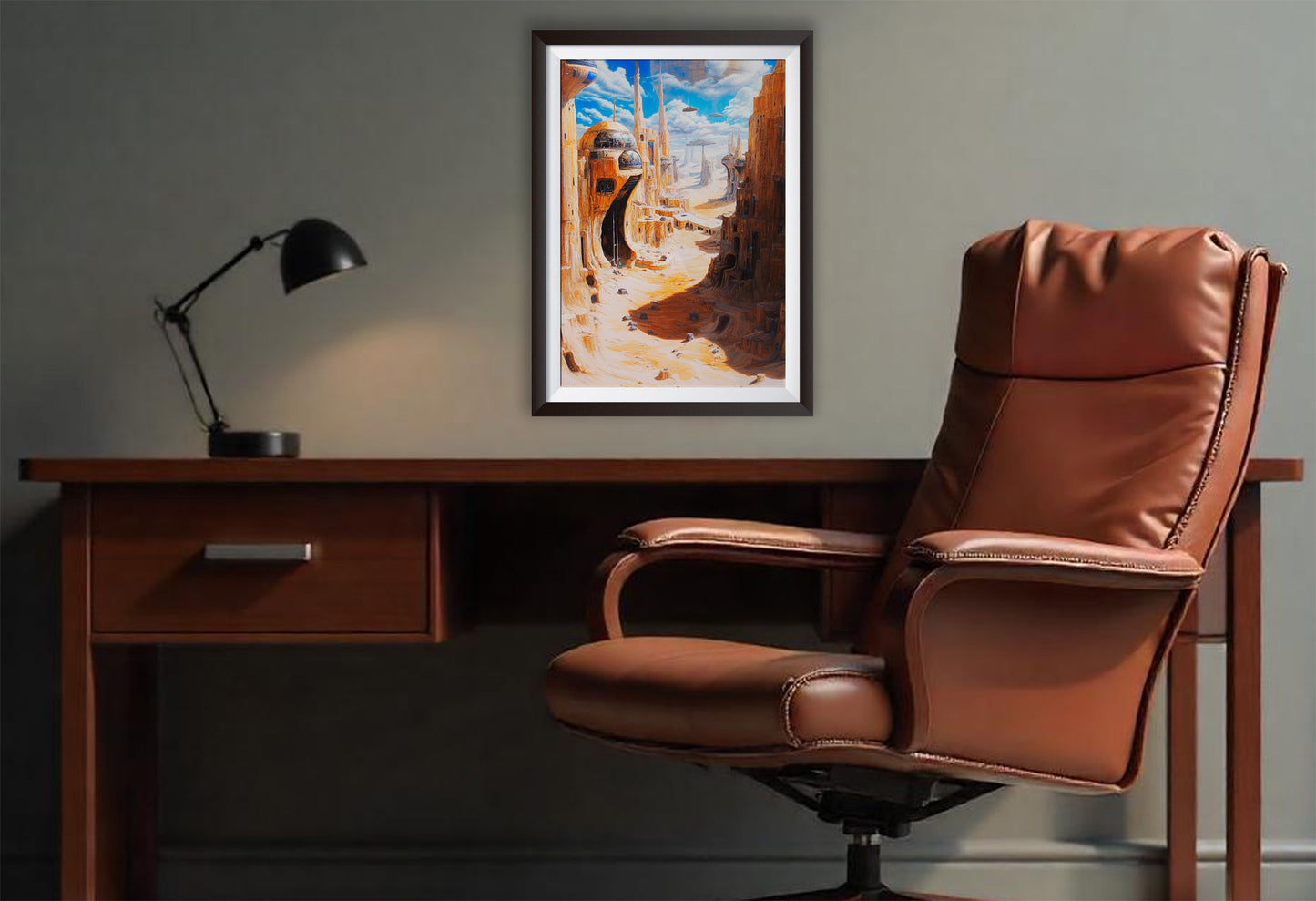 Etheral Future City Poster. Sci Fi wall art. Future Port 3