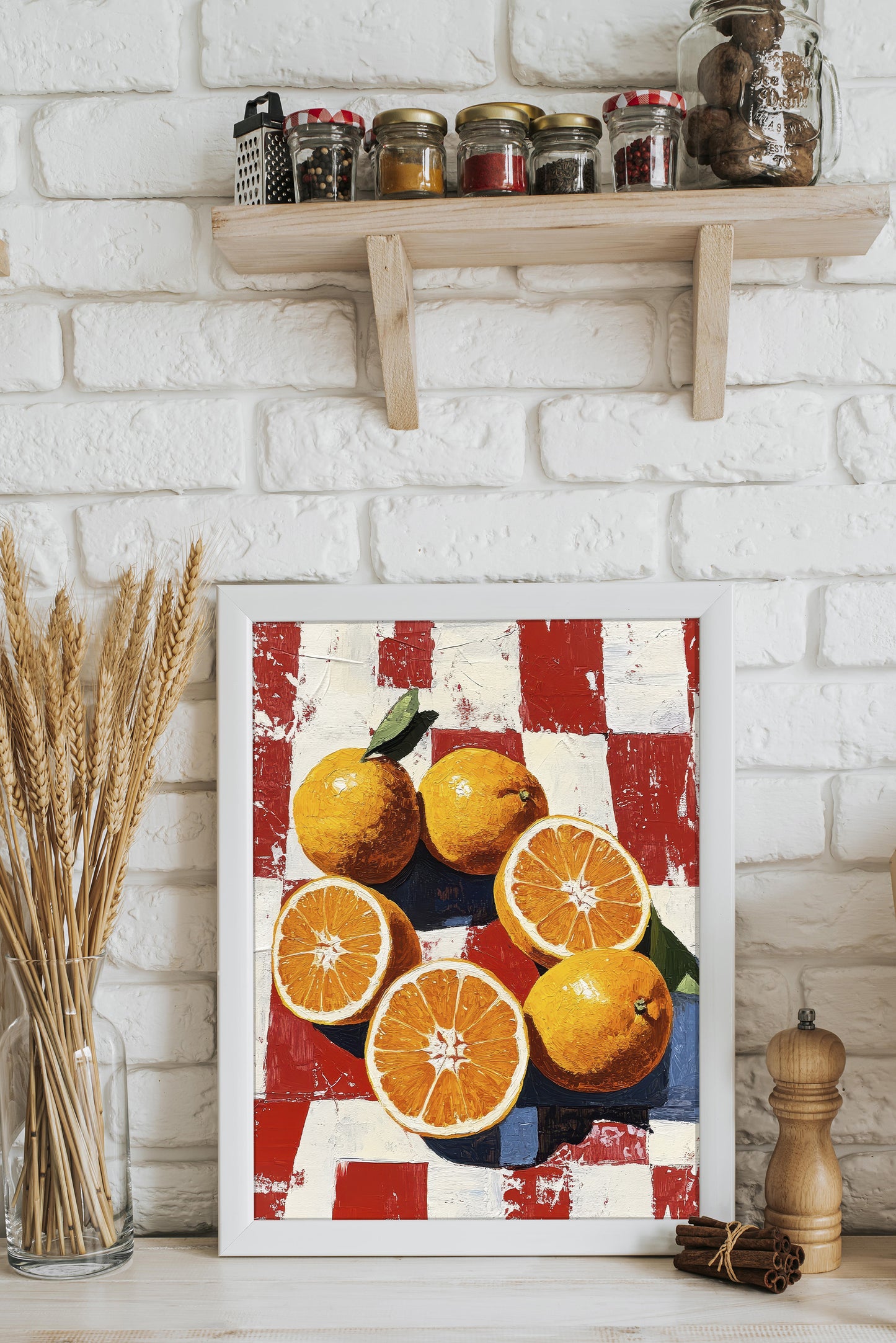 Colorful Citrus Poster perfect to brighten up wall or counter top. Picnic Table Citrus.