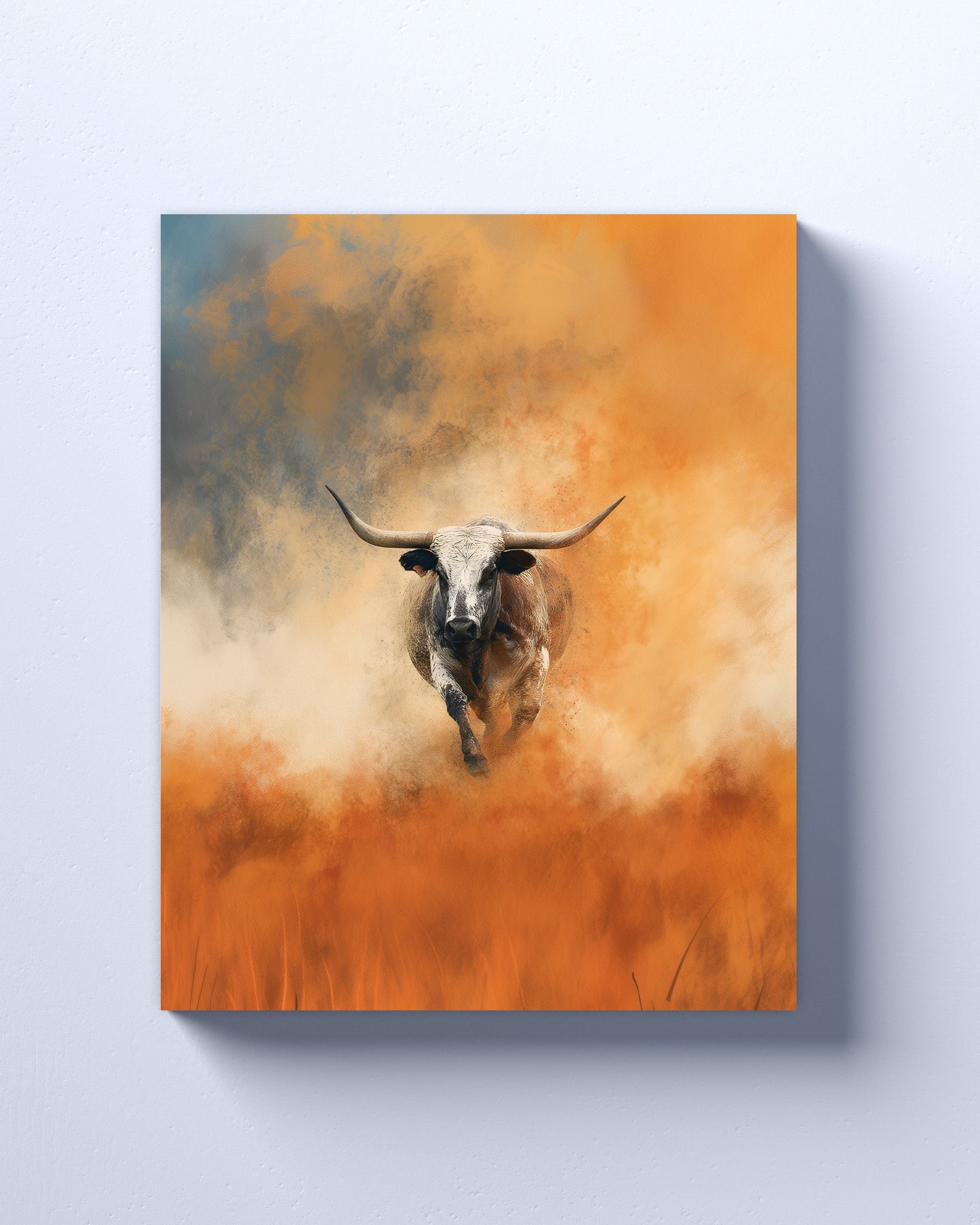 Longhorn Canvas or Poster Wall Art. Burnt Orange and white. Longhorn 1